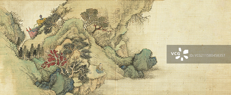 古代绘画艺术品，周文王渭水见子牙图片素材