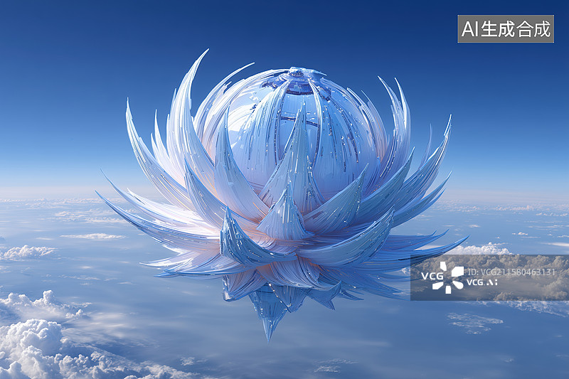 【AI数字艺术】科技科幻悬浮于宇宙的太空城3D卡通立体插画图片素材