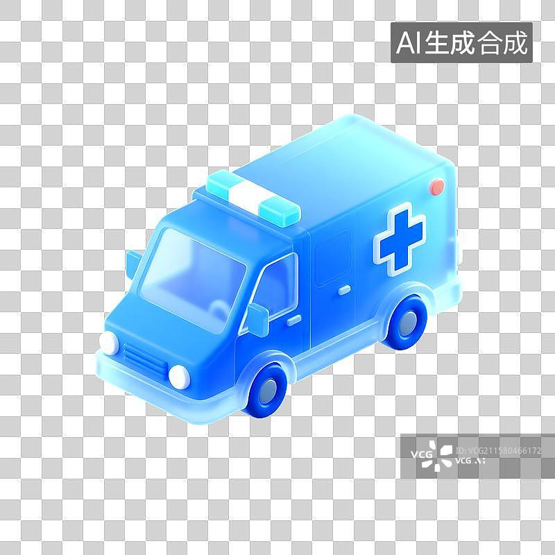 【AI数字艺术】3D救护车图标图片素材