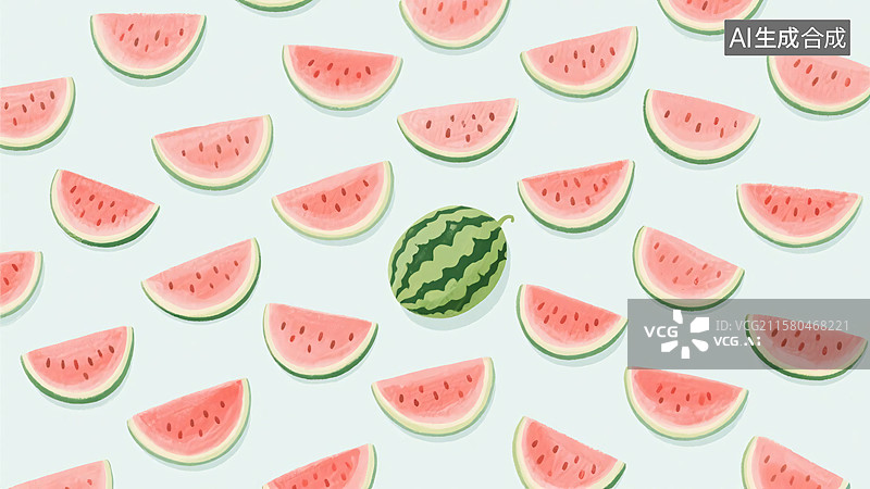【AI数字艺术】2D卡通西瓜插画图片素材