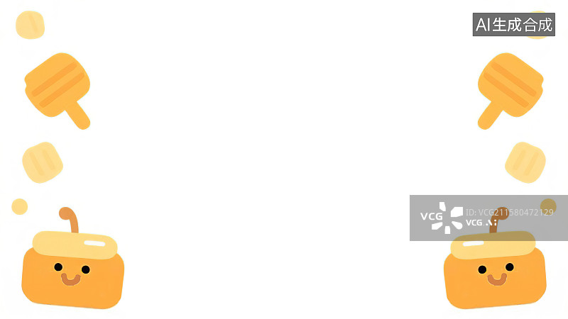 【AI数字艺术】2D卡通两侧背景趣味扁平元素，勤劳的小蜜蜂飞来飞去采蜂蜜儿童绘本插图绘画装饰画图案印花边框角图图片素材