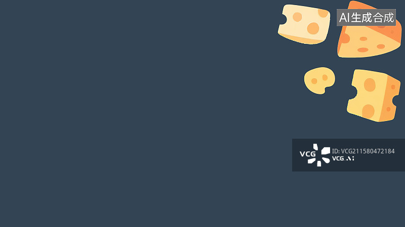 【AI数字艺术】2D卡通右上背景趣味扁平元素，许多块状芝士奶酪可爱儿童绘本插图绘画装饰画图案印花边框角图图片素材
