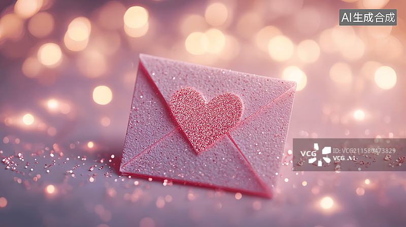 【AI数字艺术】七夕情人节情书表白甜蜜约会心形粉色背景图片素材