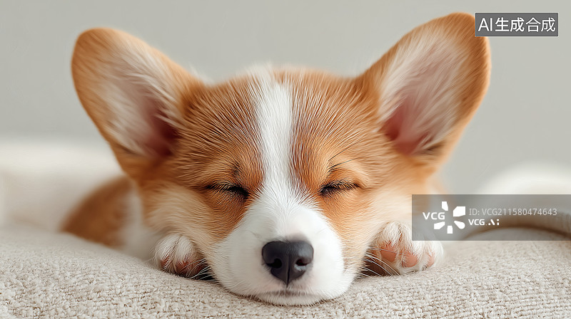 【AI数字艺术】小狗酣睡特写图片素材