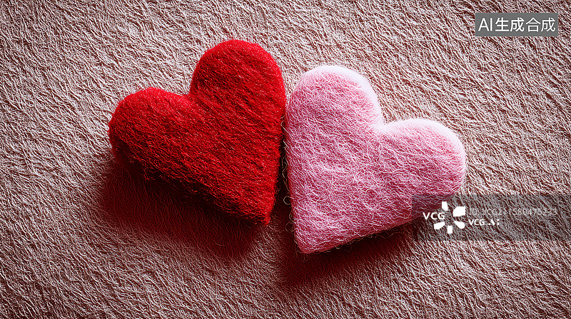 【AI数字艺术】毛毡质感心形甜蜜七夕情人节海报图片素材
