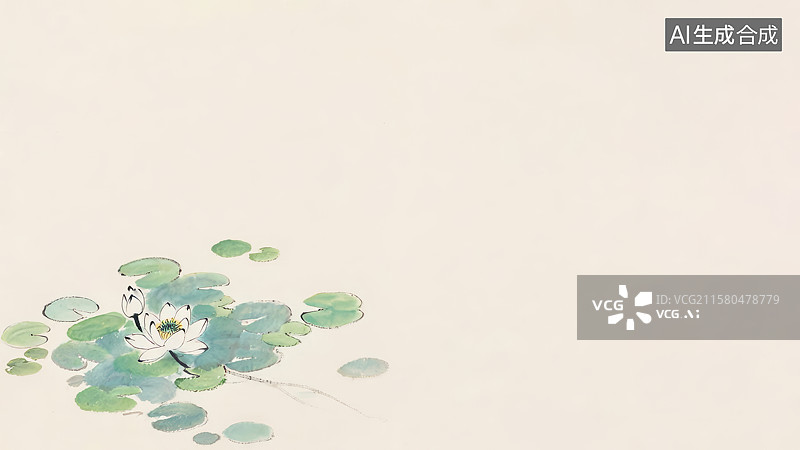 【AI数字艺术】水墨画左下图片素材
