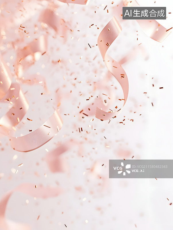 【AI数字艺术】梦幻粉色丝带背景图片素材