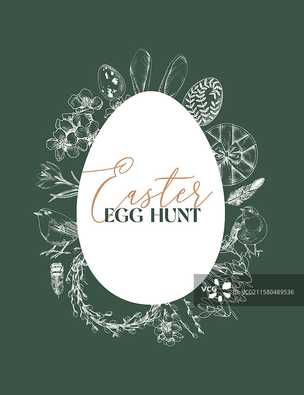 复活节假期贺卡，带有手绘元素图片素材