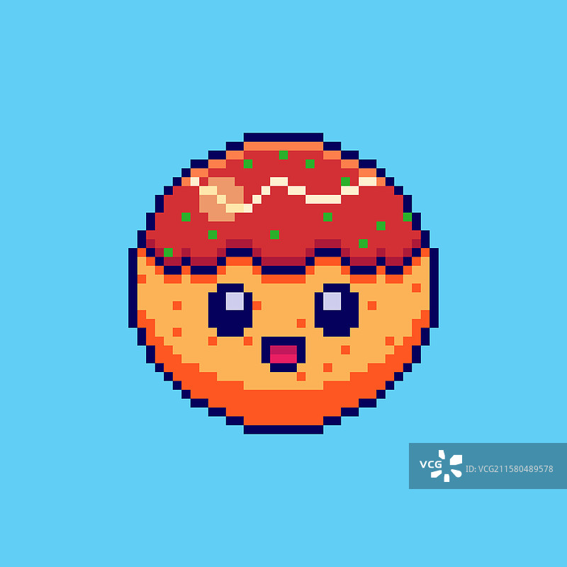 像素艺术可爱的章鱼烧游戏资产设计图片素材