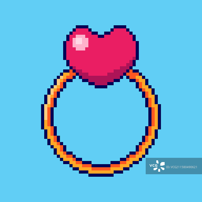 像素艺术爱情戒指游戏资产设计图片素材