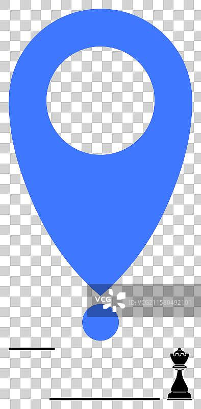 蓝色地图图钉与象征战略的棋子图片素材