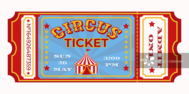 复古马戏票，红蓝设计图片素材