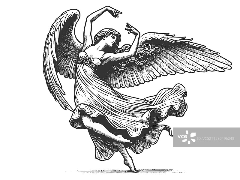 优雅舞蹈的天使雕刻图片素材