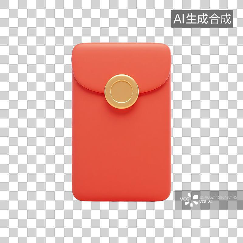 【AI数字艺术】3D渲染卡通红包，红包，购物节促销，优惠券，新年春节，金色，免抠元素图片素材