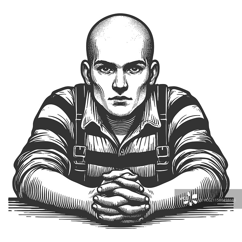 严肃的囚犯雕刻图片素材