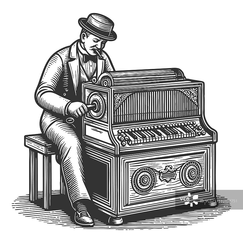 男人在演奏管风琴图片素材