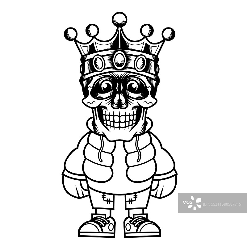 卡通角色设计：王冠、国王、骷髅轮廓图片素材