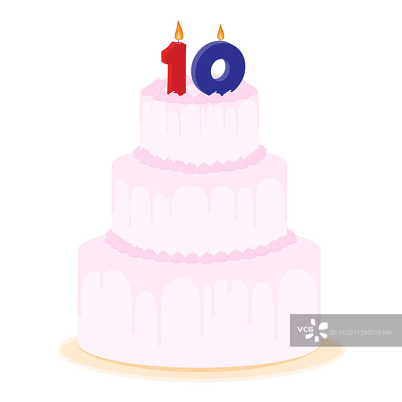 庆祝蛋糕上插着数字10的蜡烛图片素材
