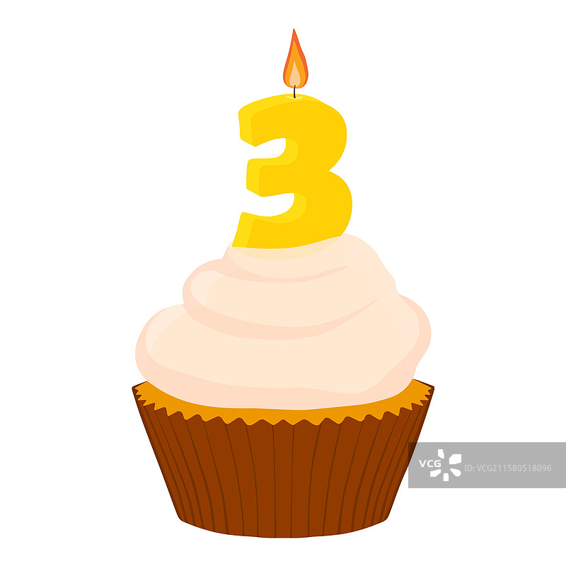 带有数字3蜡烛的生日蛋糕图片素材
