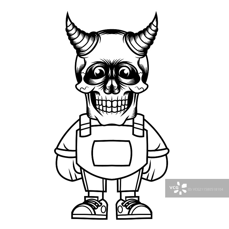 卡通恶魔骷髅轮廓的角色设计图片素材