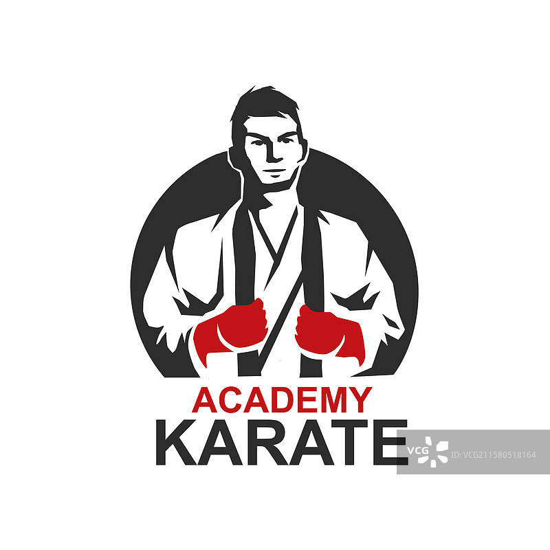 空手道标志设计，穿着黑色道服的空手道选手图片素材