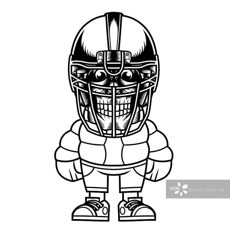 卡通美式足球骷髅轮廓图片素材