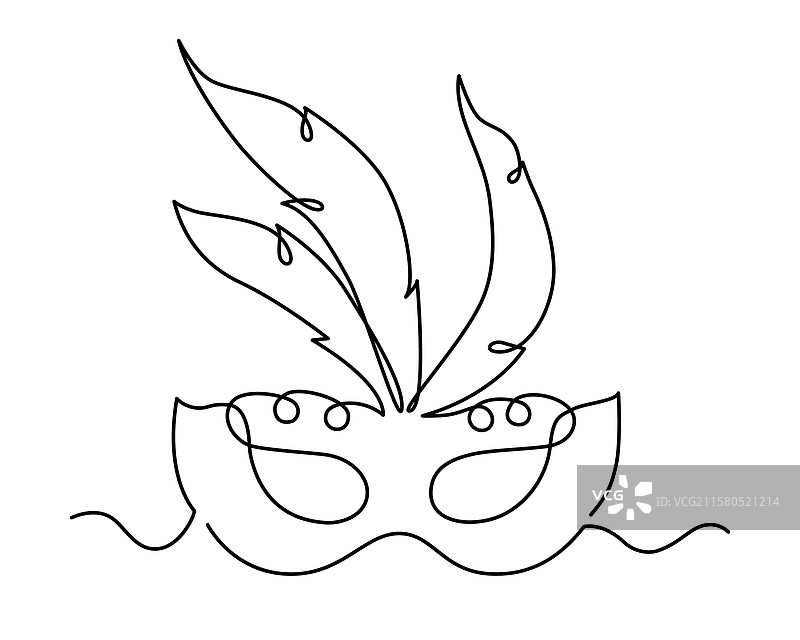 狂欢节羽毛面具单线艺术画图片素材