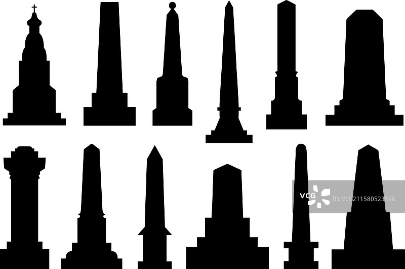 不同的方尖碑集合图片素材