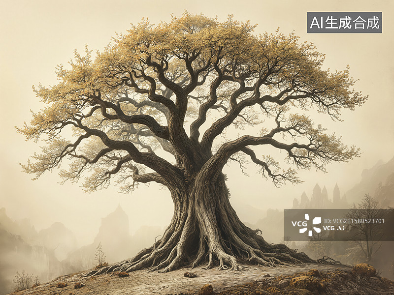 【AI数字艺术】古树苍茫图片素材