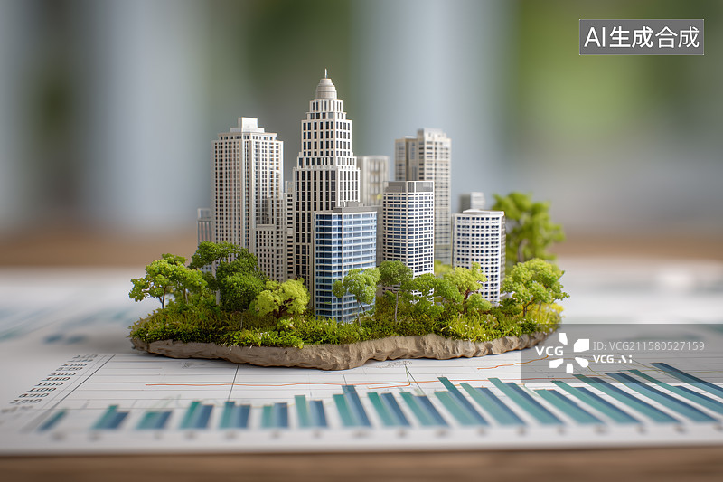 【AI数字艺术】楼市涨跌图片素材