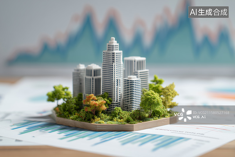 【AI数字艺术】楼市涨跌图片素材