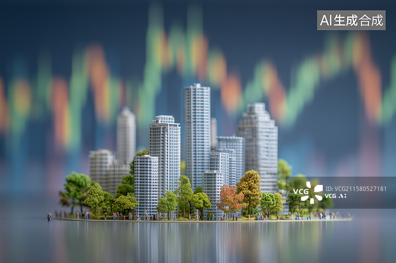 【AI数字艺术】楼市涨跌图片素材