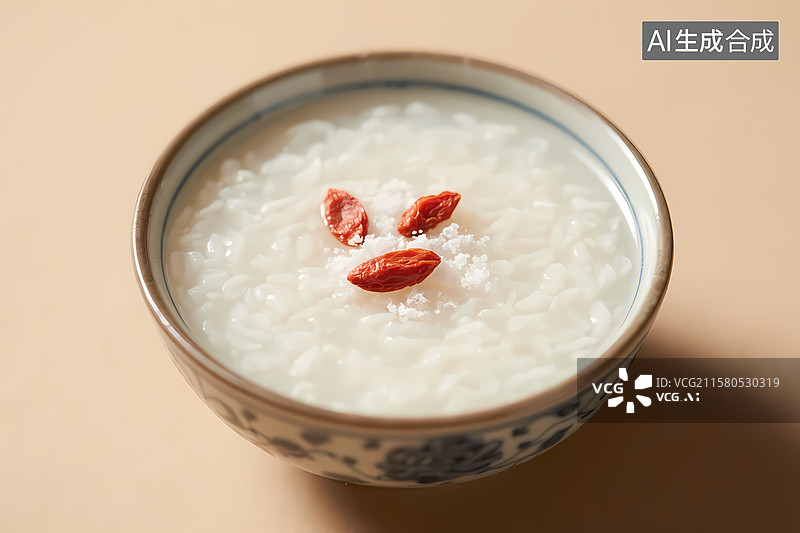 【AI数字艺术】中国各种特色美食，早餐面点，中餐正餐，一碗白粥图片素材
