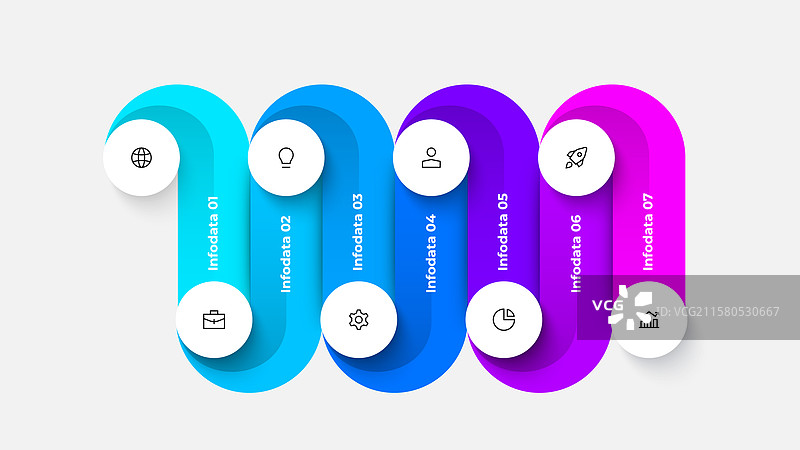 色彩丰富的七部分信息图设计图片素材
