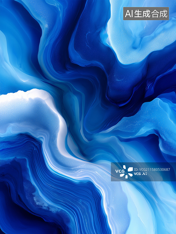 【AI数字艺术】蓝色抽象冰川纹理背景图片素材