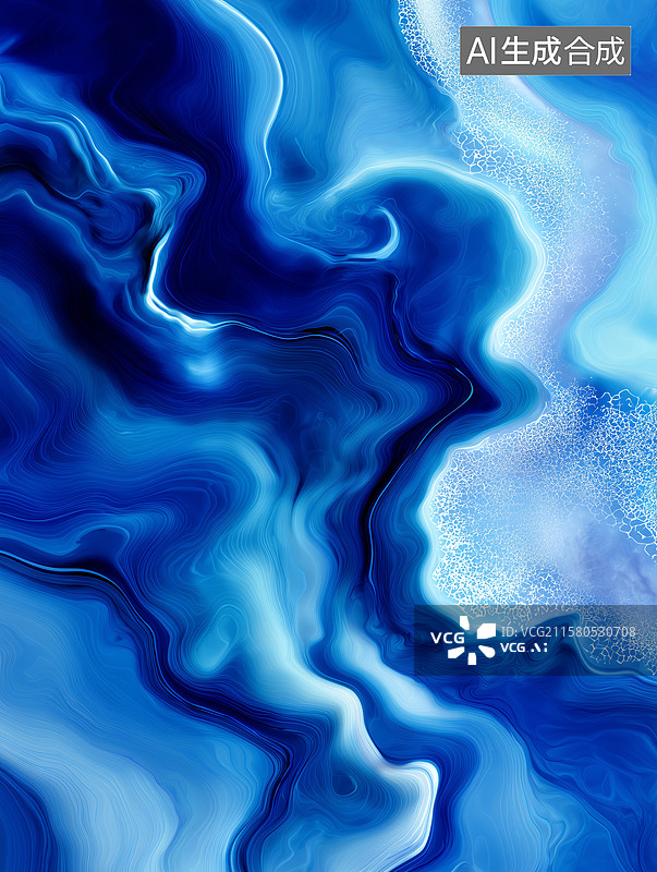 【AI数字艺术】蓝色抽象冰川纹理背景图片素材