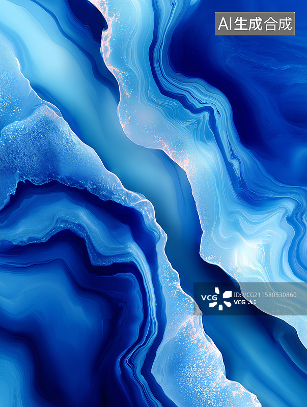 【AI数字艺术】蓝色抽象冰川纹理背景图片素材