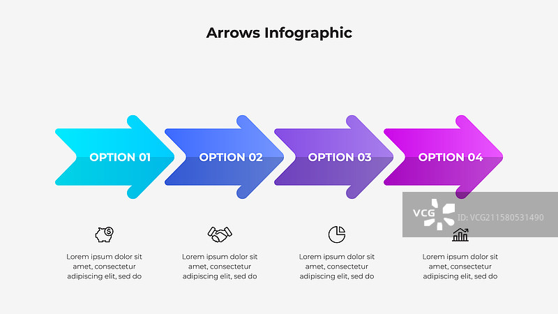 四个顺序箭头选项的信息图表图片素材