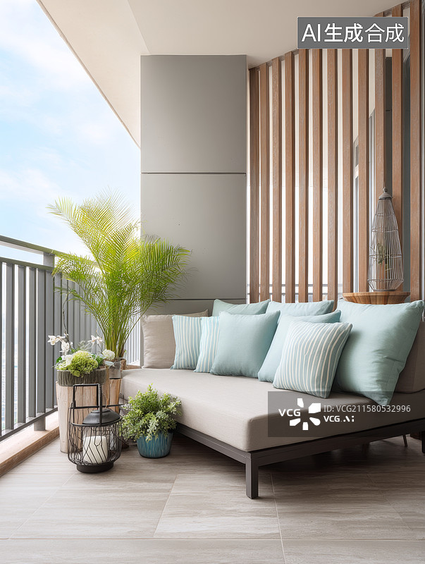 【AI数字艺术】阳台休闲角落布置图片素材