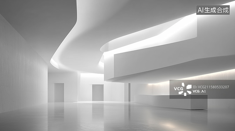 【AI数字艺术】极简主义建筑概念空间图片素材