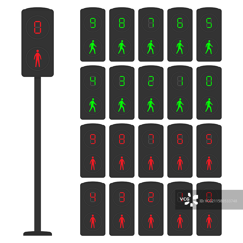 倒计时行人交通信号灯图片素材
