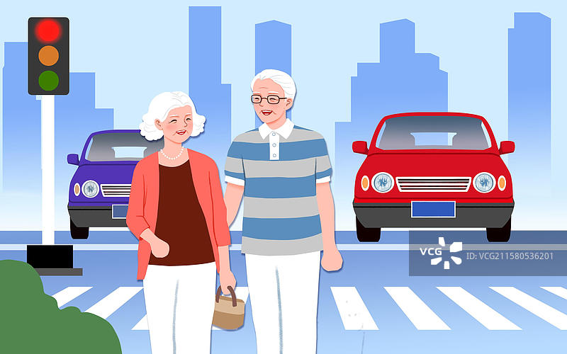 城市街道上的老年人图片素材