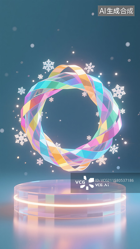 【AI数字艺术】圣诞氛围产品展示台圣诞节背景图片素材