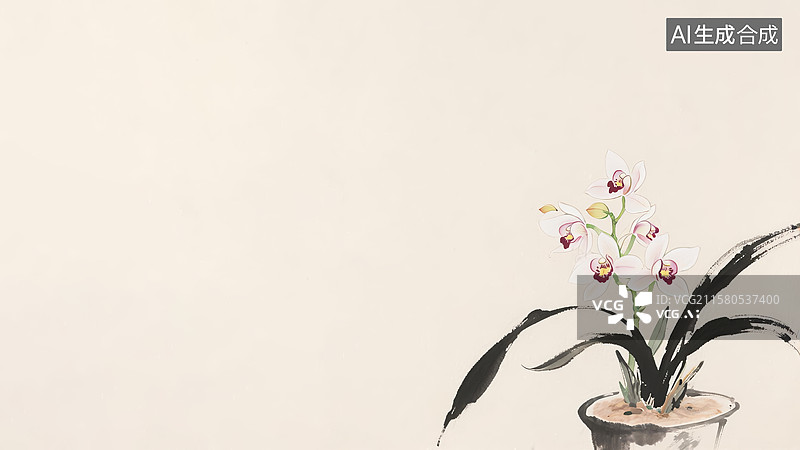 【AI数字艺术】水墨画右下图片素材