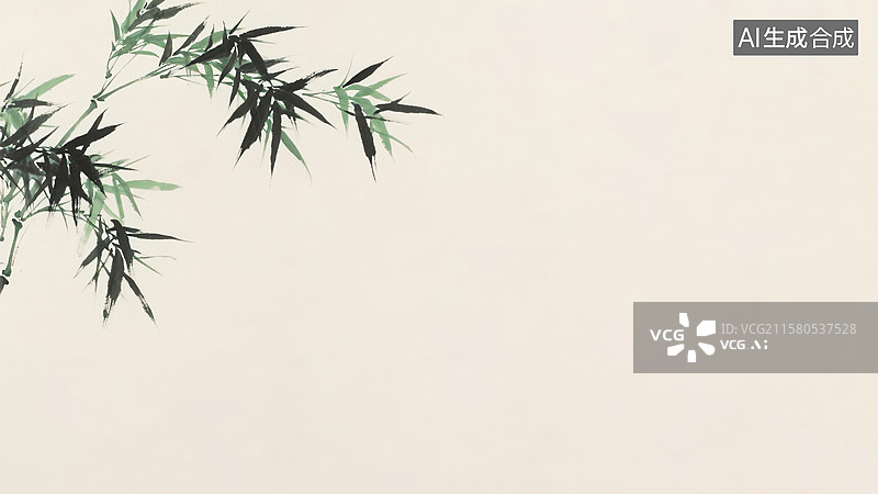 【AI数字艺术】水墨画左上图片素材