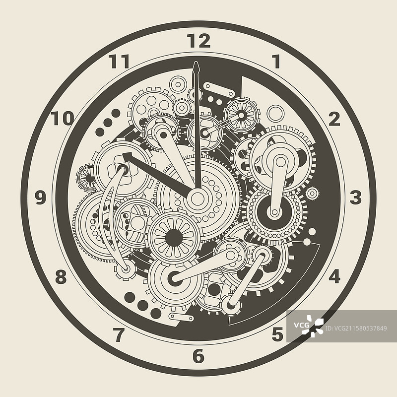 一个复杂的钟表机械设计，具有图片素材