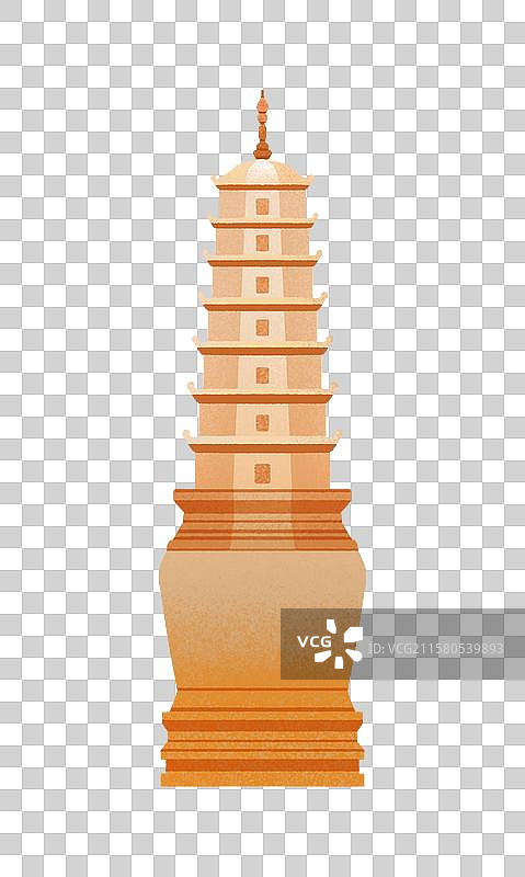 甘肃兰州白塔山插画元素图片素材