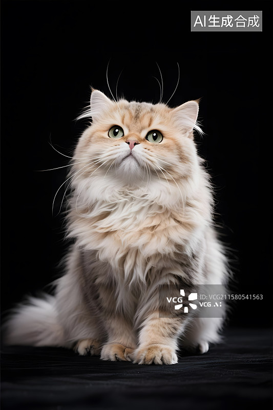 【AI数字艺术】优雅银渐层猫的凝视图片素材