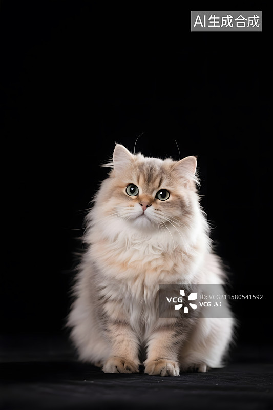 【AI数字艺术】优雅银渐层猫的凝视图片素材