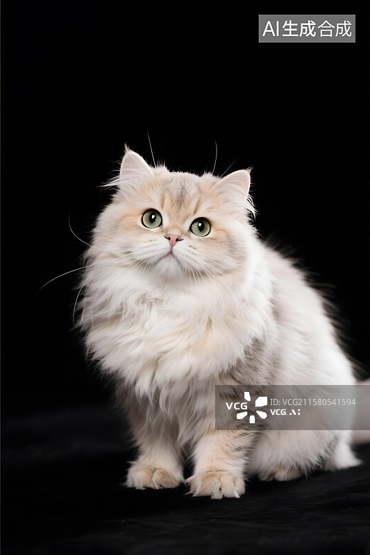 【AI数字艺术】优雅银渐层猫的凝视图片素材